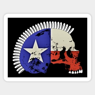 Skull with Texas Flag and Bullet Mohawk Sticker